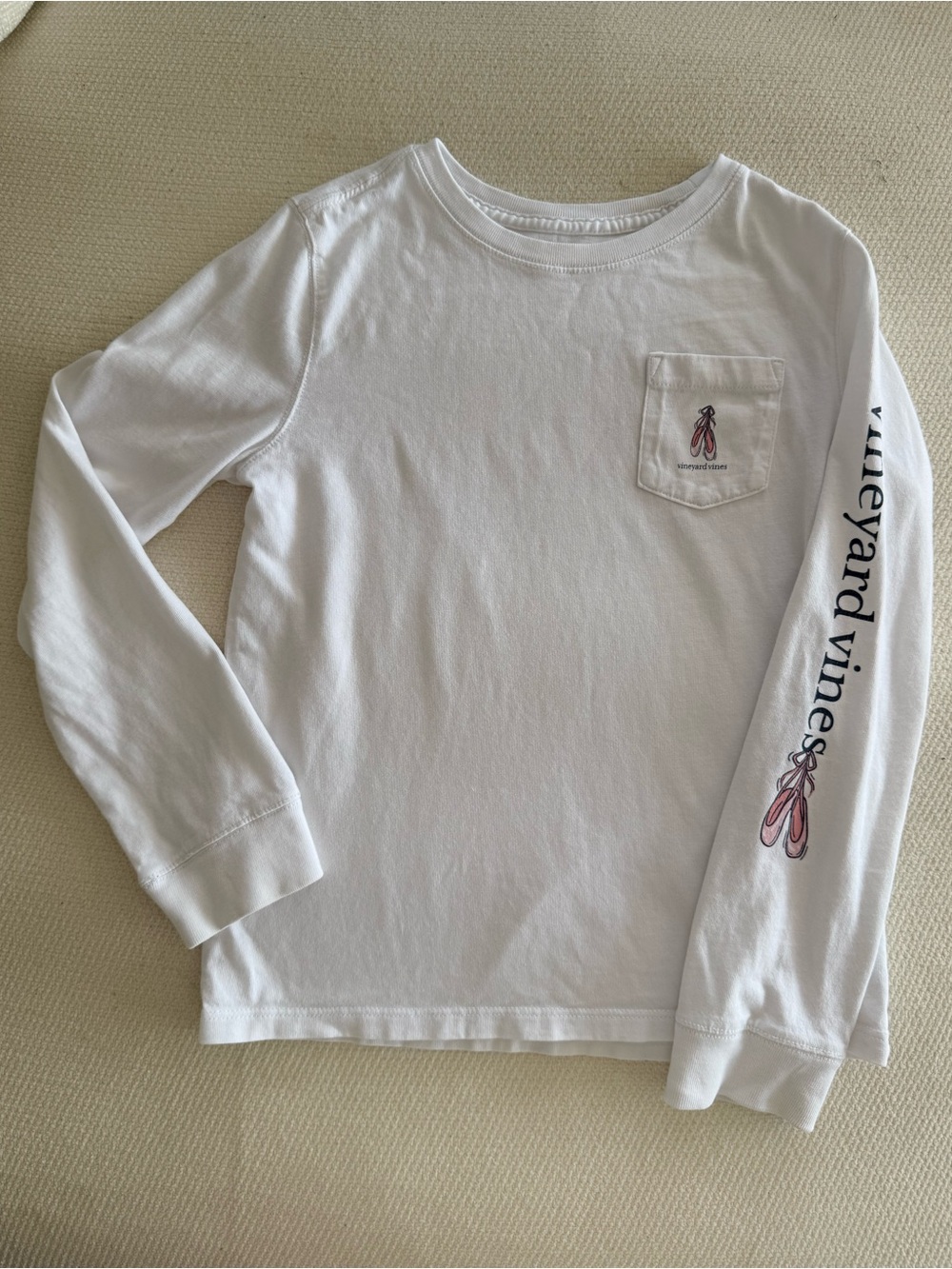 Vineyard Vines Kids White Ballerina Long-Sleeve Pocket T-Shirt